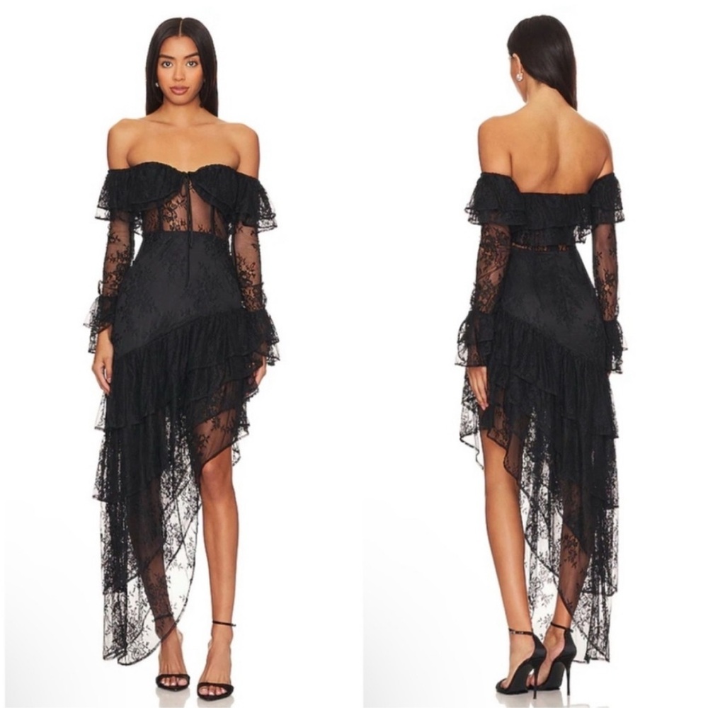 Majorelle Maddalena Black Lace Dress